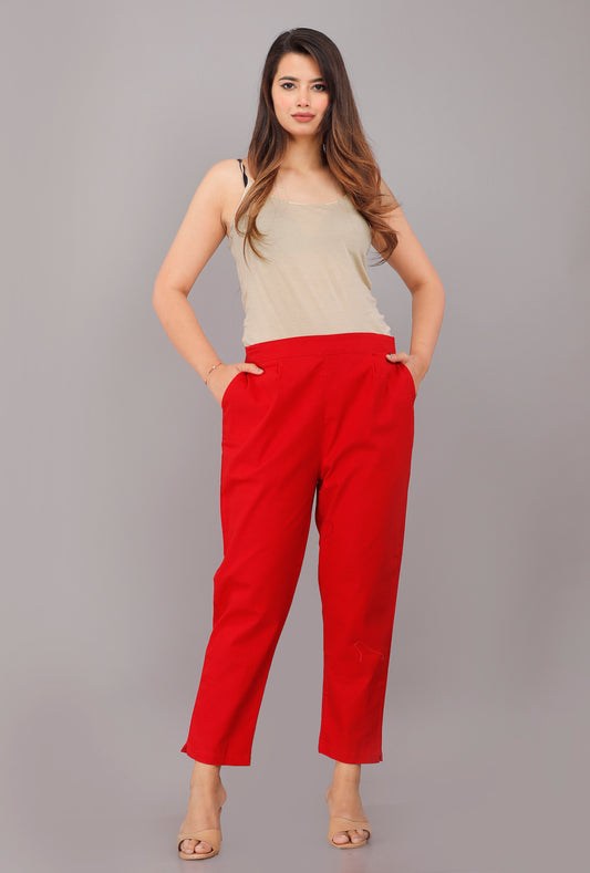 Red Everyday Cotton Pant