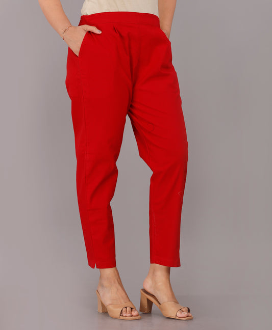 Red Everyday Cotton Pant