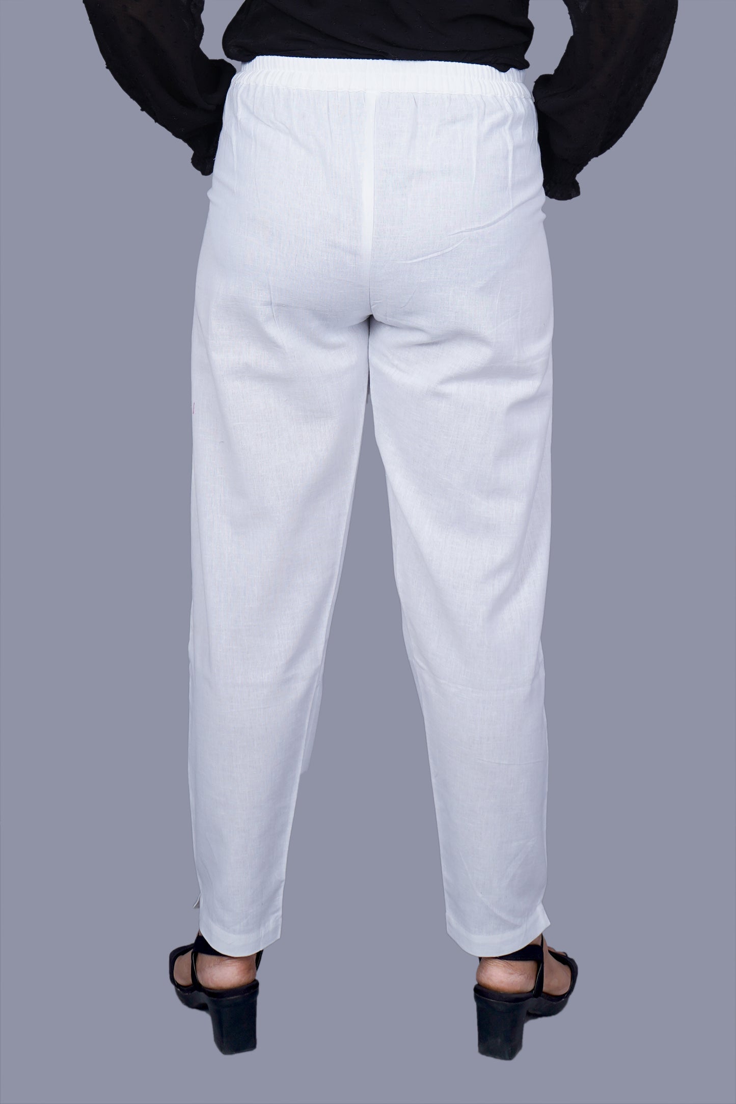 White Cotton Flax Pant